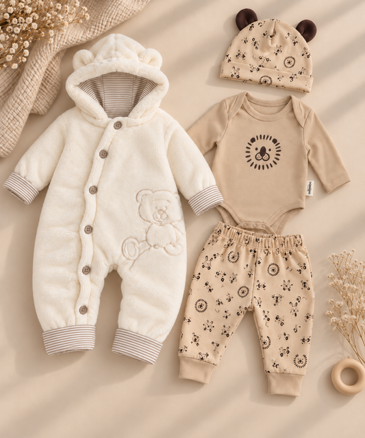 Cozy Bear Hooded Baby Set