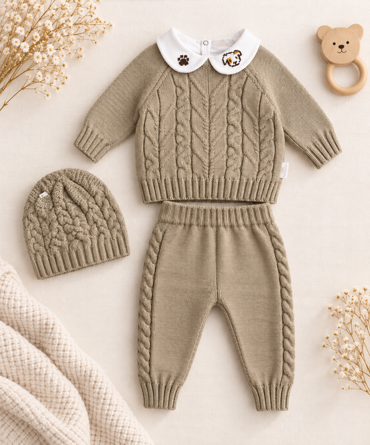 Cozy Cable-Knit Baby Set