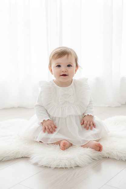 Baby 6-12 Months in White Korean Dress