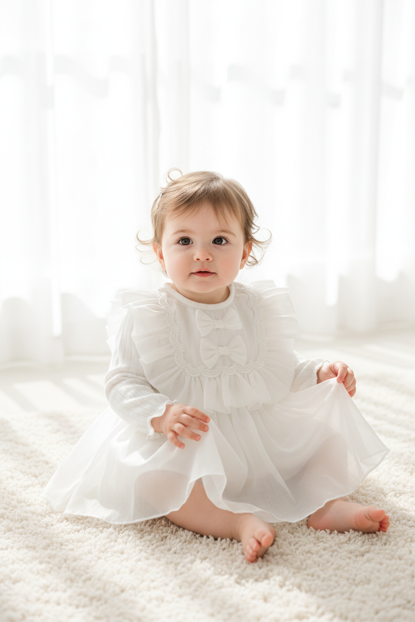 Baby in White Korean Dress
