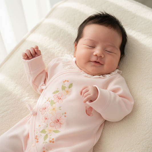 Newborn Baby in Pink Romper